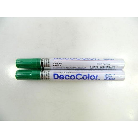 Two (2) Deco Color Marvy Uchida Broad Line Opaque Paint Marker Green