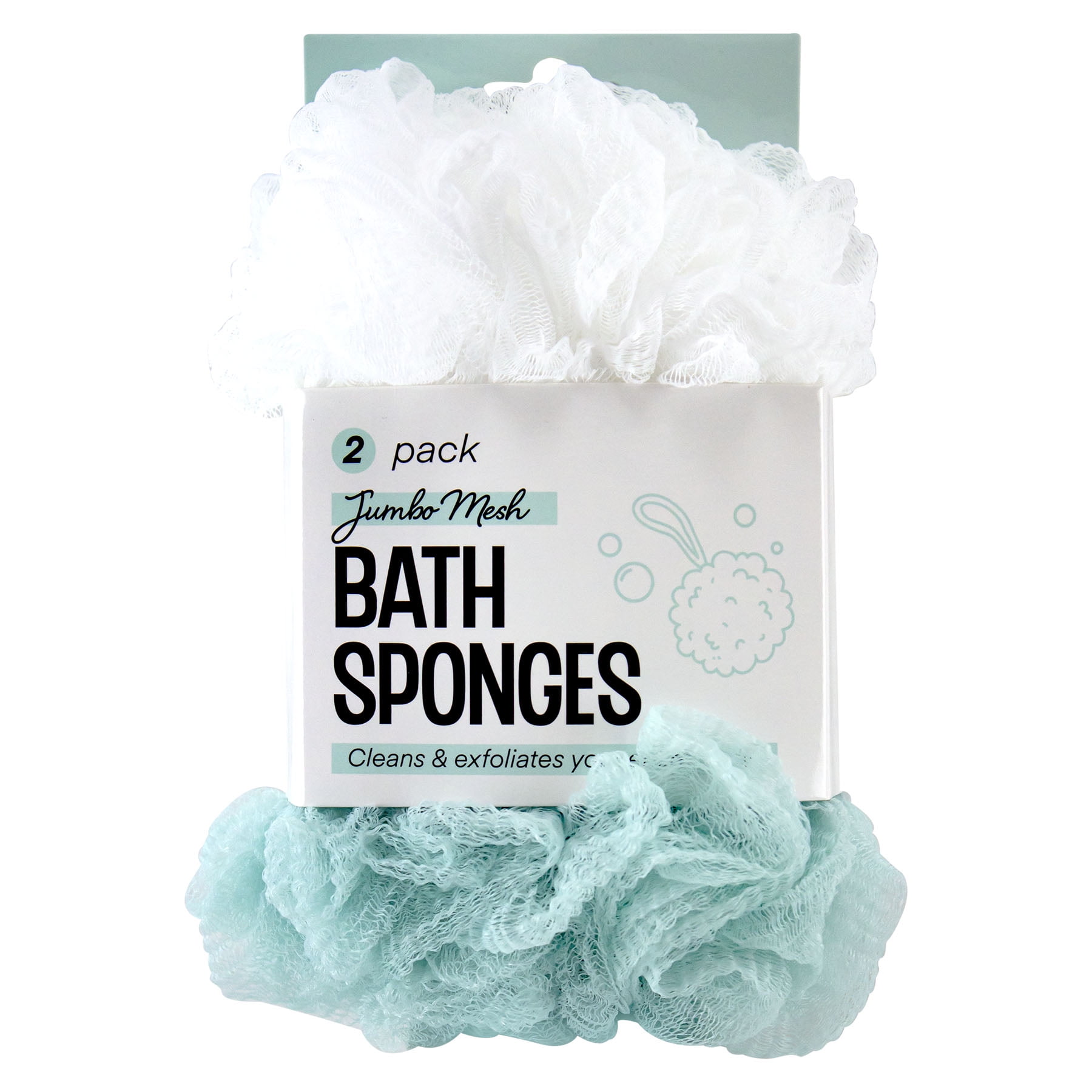 Walmart Mesh Bath Sponges, Jumbo, Multicolor, 2 Count