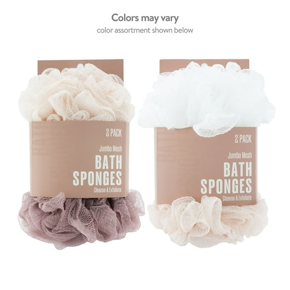 Walmart Mesh Bath Sponges, Jumbo, Multicolor, 2 Count