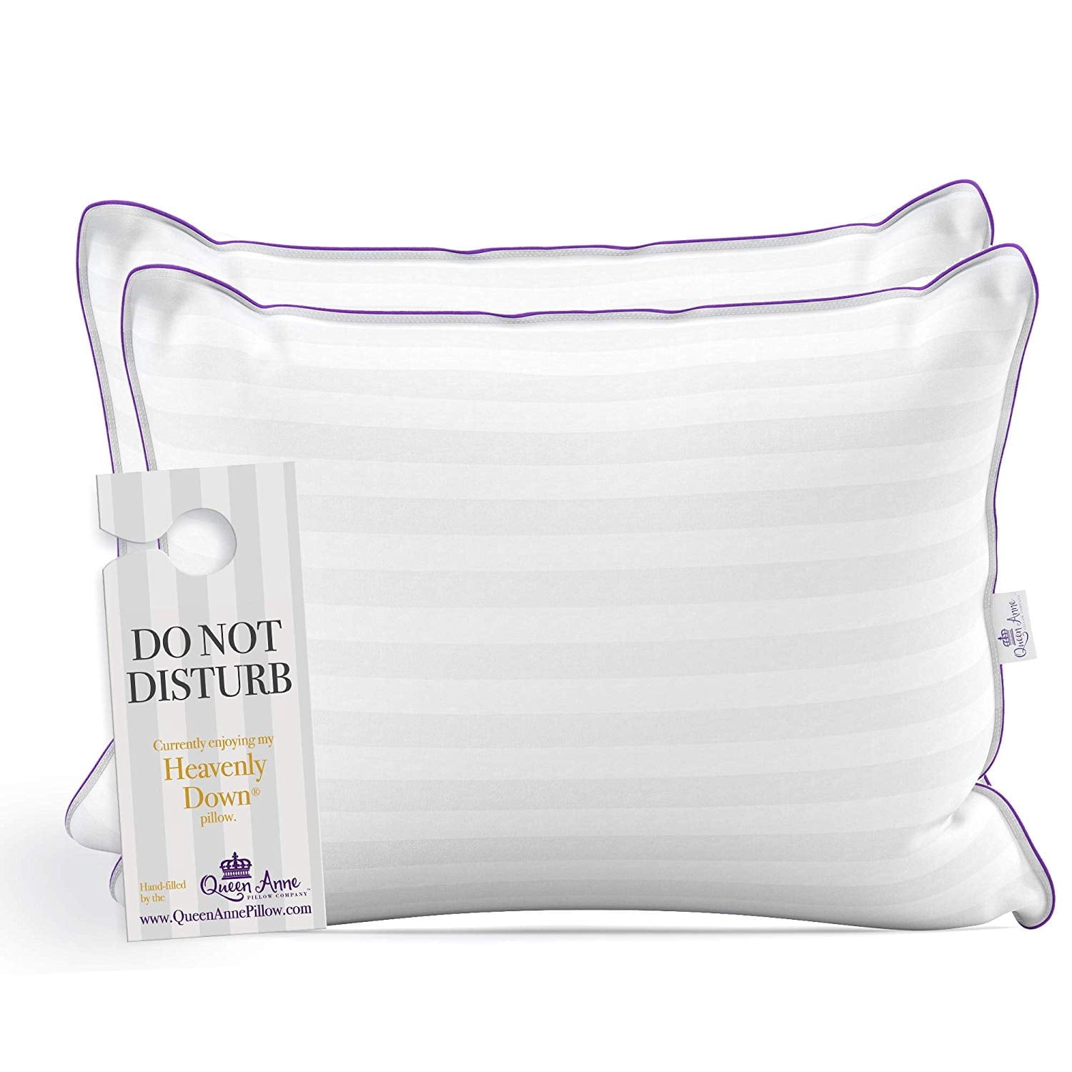 Two (2) Pack Pillows - Luxury Synthetic Down Alternative Pillows - Queen Anne Pillow Co. Majesty Down - Hypoallergenic Allergy Free Bed Pillows - Made in USA (Queen Medium)