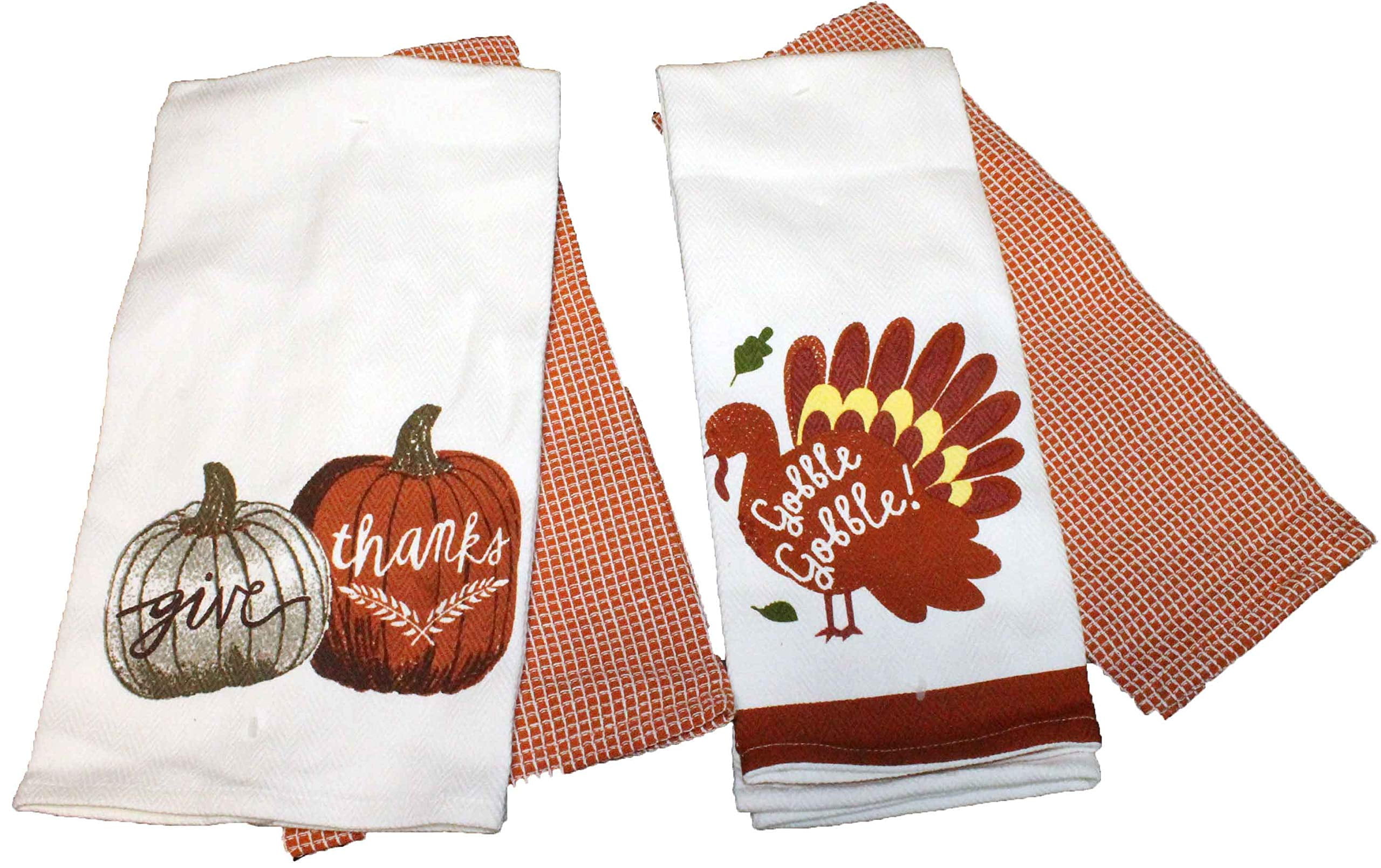 Two 2Packs of Fall Kitchen Towels Thanksgiving Kitchen Towels 100
