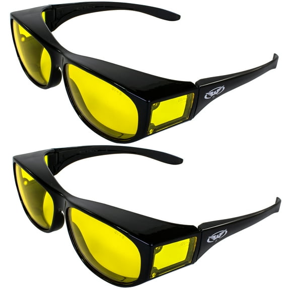 Two (2) Pairs Escort Safety Glasses Fits Over Most Prescription Eyewear Yellow Lenses