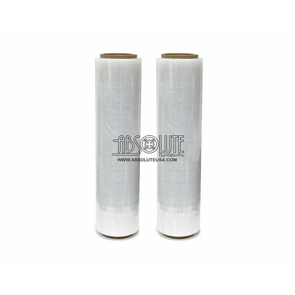 Two (2) Rolls Clear Hand Stretch Plastic Film Pallet Shrink Wrap