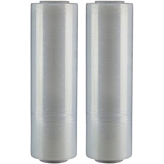 Two (2) Rolls Clear Hand Stretch Plastic Film Pallet Shrink Wrap