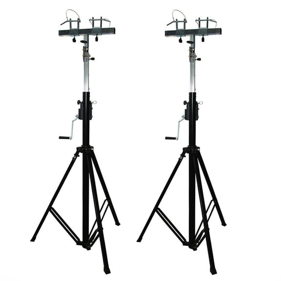Two (2)xTRUSS 14FT LIGHTING CRANK STANDS 220 LB & UNIVERSAL T ADAPTER DJ PA CLUB