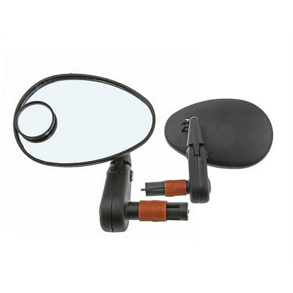 Two 3D Mirror Bar End 222SBD with Lens Black. Set of bike mirrors. Pair of bicycle mirrors. 2 bike Mirrors.