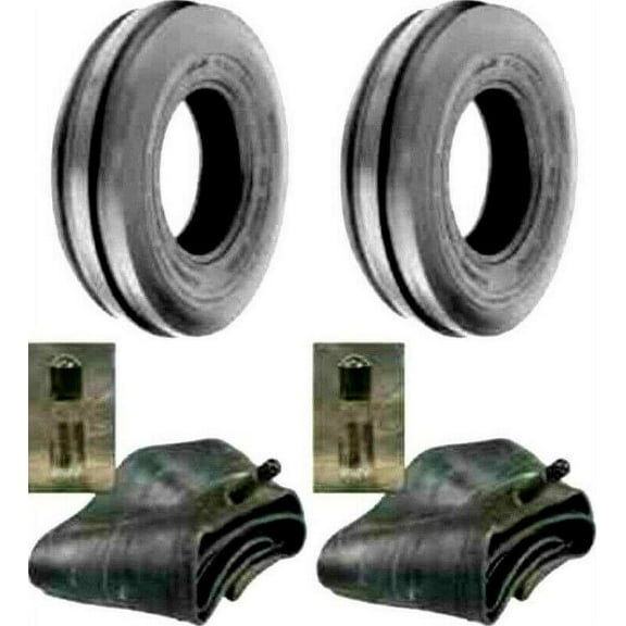 Two 4.00-19 Rib Tractor Tires with Tubes 400-19 Three Rib