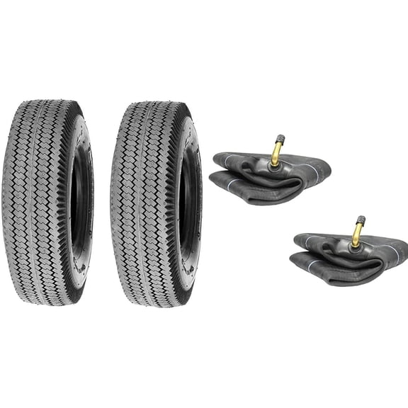 Justubes Two 4.10/3.50-5 Sawtooth Tires with TR87 Bent Stem Tubes Cart Dolly Hand Truck Replacement