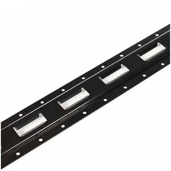 """Two 4-ft E Track Tie-Down Rail, Black Powder Coated Steel ETrack TieDowns, Vertical E-Tracks, Bolt-On Tie Down Rails for Cargo on Pickups, Trucks, Trailers, Vans"""