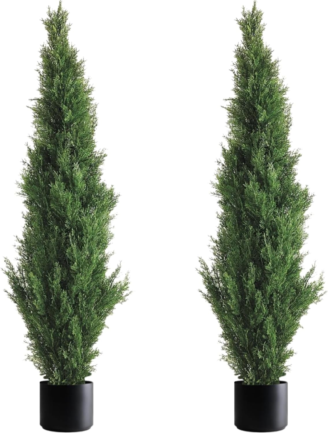 Two 5 Foot Outdoor Artificial Cedar Trees Potted Plants