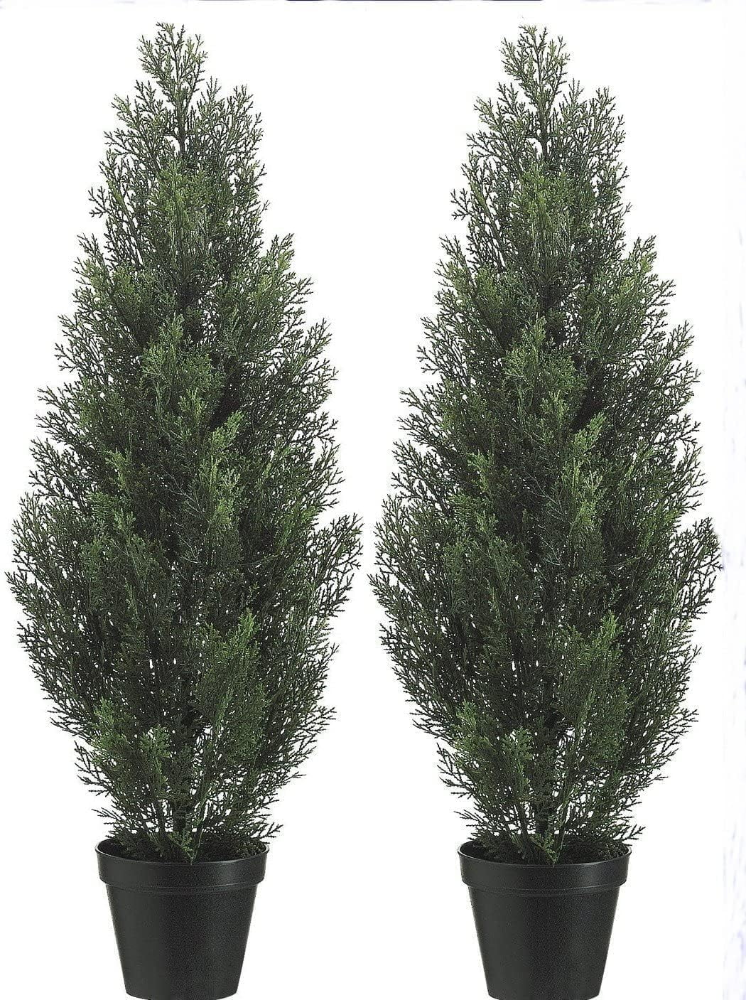 Two 5 Foot Outdoor Artificial Cedar Trees Potted Plants