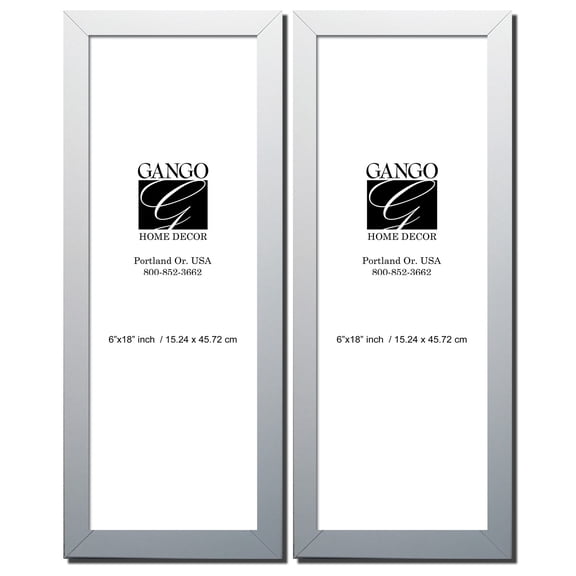 Two 6x18in White Frame Rectangular Set; Ready to Hang!