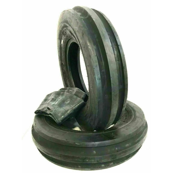Two 7.50-18 Front Tractor 3-Rib Heavy Duty Tires With Tubes 750x18 F2