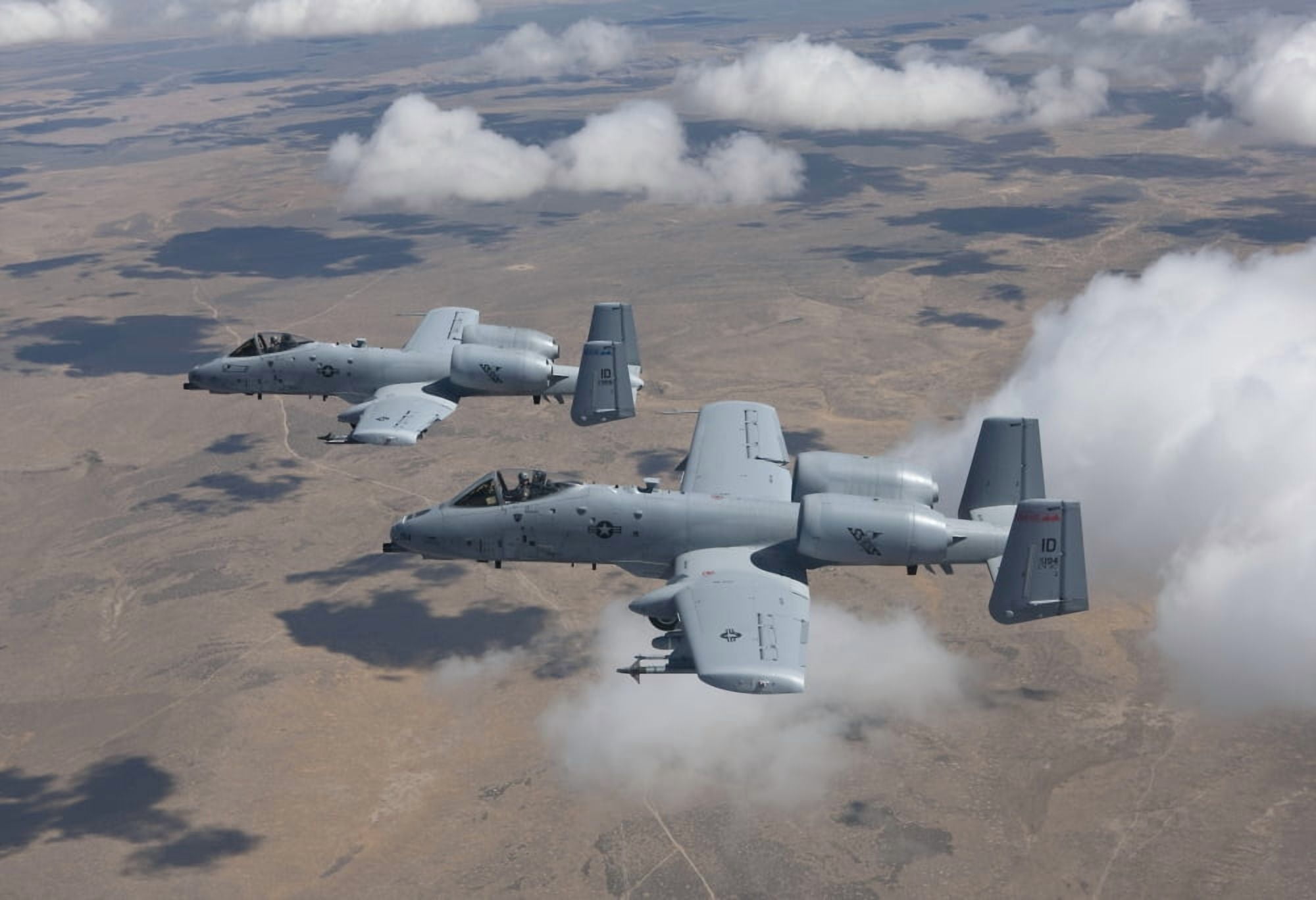 Two A-10 Thunderbolts fly over the Saylor Creek bombing range Idaho Canvas Art - HIGH-G ProductionsStocktrek Images (18 x 12)