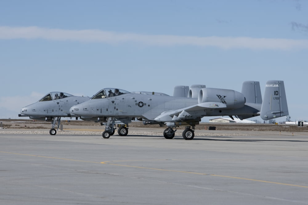 Two A-10 Thunderbolts prepare to taxi to the runway Canvas Art - HIGH-G ProductionsStocktrek Images (36 x 24)