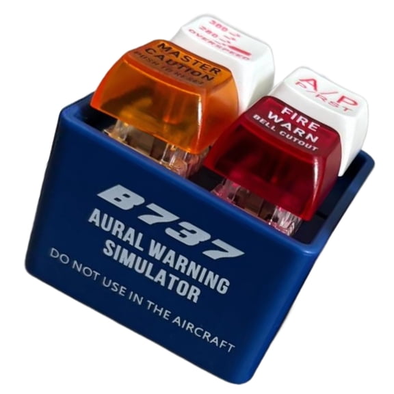 Two Action Alarms Keychain Flashing Cockpit Button Simulating for Flight Enthusiasts Gift