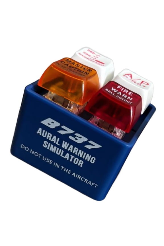 Two Action Alarms Keychain Flashing Cockpit Button Simulating for Flight Enthusiasts Gift