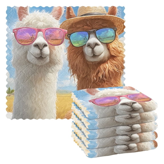 Two Alpacas Kitchen Cloth Dish Towels for Drying Washing Absorbent Dish Rags Reusable soft kitchen dishcloth set 6 Pack