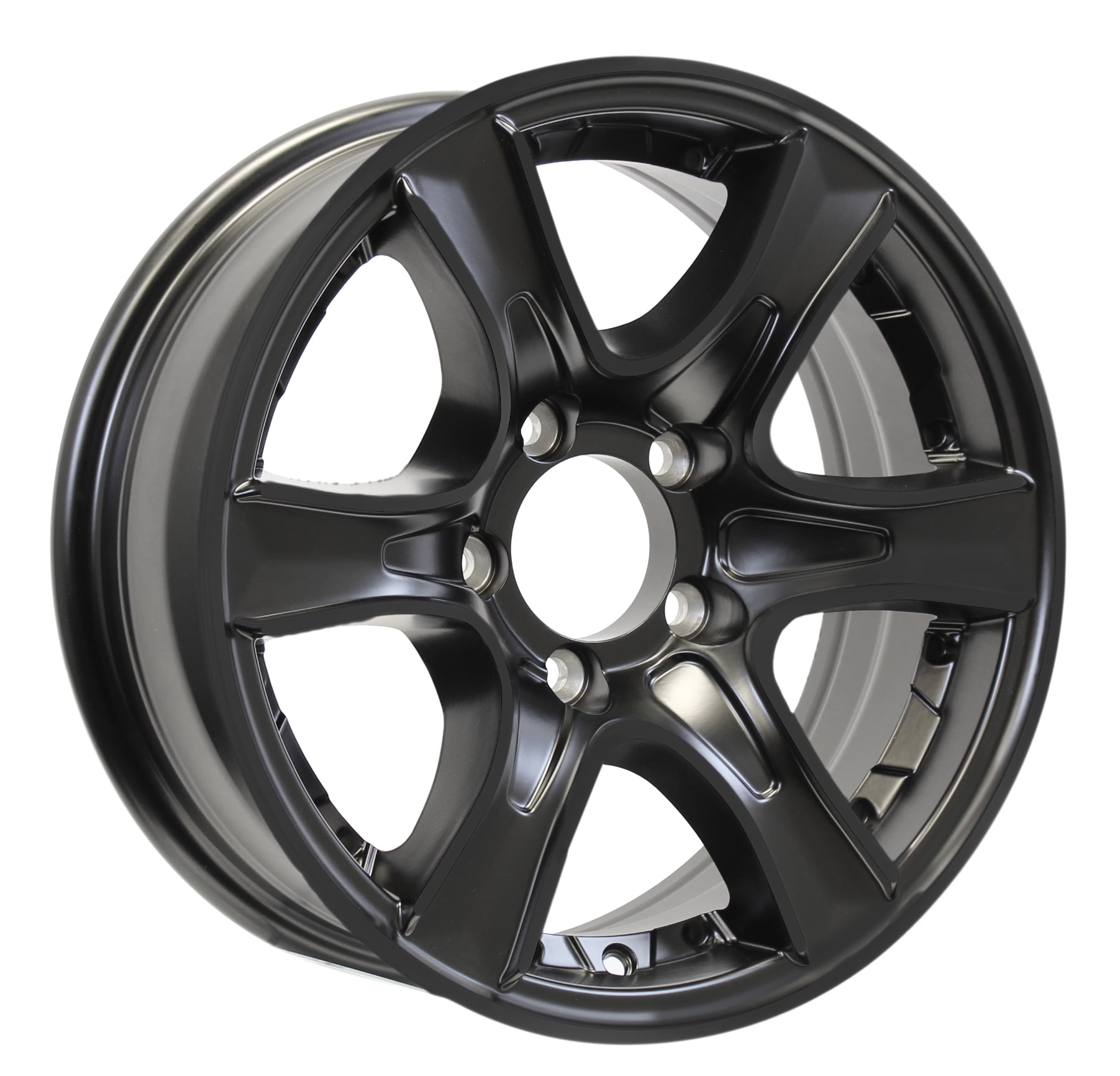 Two Aluminum Trailer Wheels 15X6 15 Inch Rim Matte Black 5 Lug