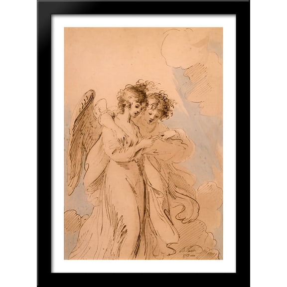 Two Angels Singing 28x40 Large Black Wood Framed Print Art by Benjamin West