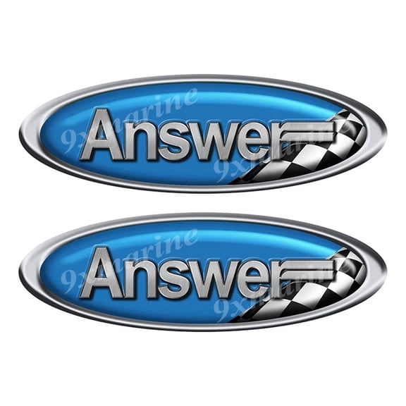 Two Answer Marine Vinyl Racing Oval Stickers - 10" long each