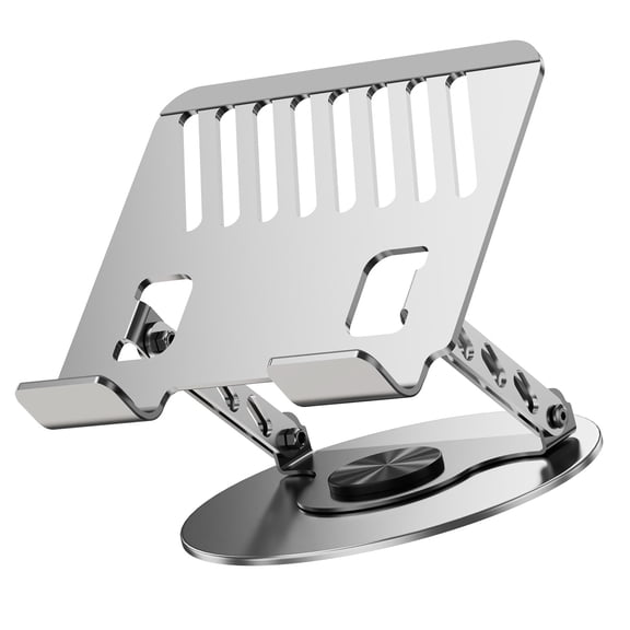 Two Axises Adjustable Foldable Computer Stand 360 Rotating Base Design Carbon Steel Construction Heat Dissipation Desktop Risers For Electronics