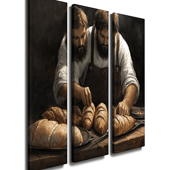 Two Bakers with Bread Decorative Painting/Canvas Art Perfect for Kitchen Dining Room Restaurant Cafe Bakery Living Room and Home Decoration Wall Art(176)