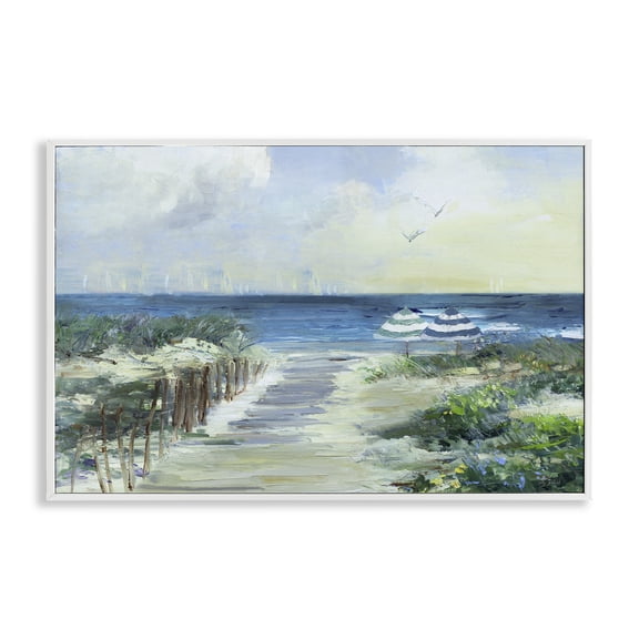 Stupell Industries Two Beach Umbrellas Coastline White Framed Giclee Art, design by Sally Swatland, 20 x 30