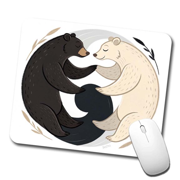 Two Bears Yin Yang Mouse Pad Low Profile Gaming Mat