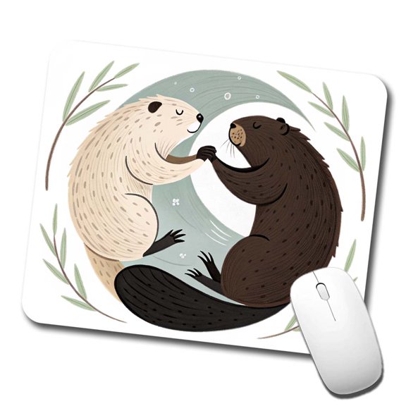 Two Beavers Yin Yang Mouse Pad Low Profile Gaming Mat