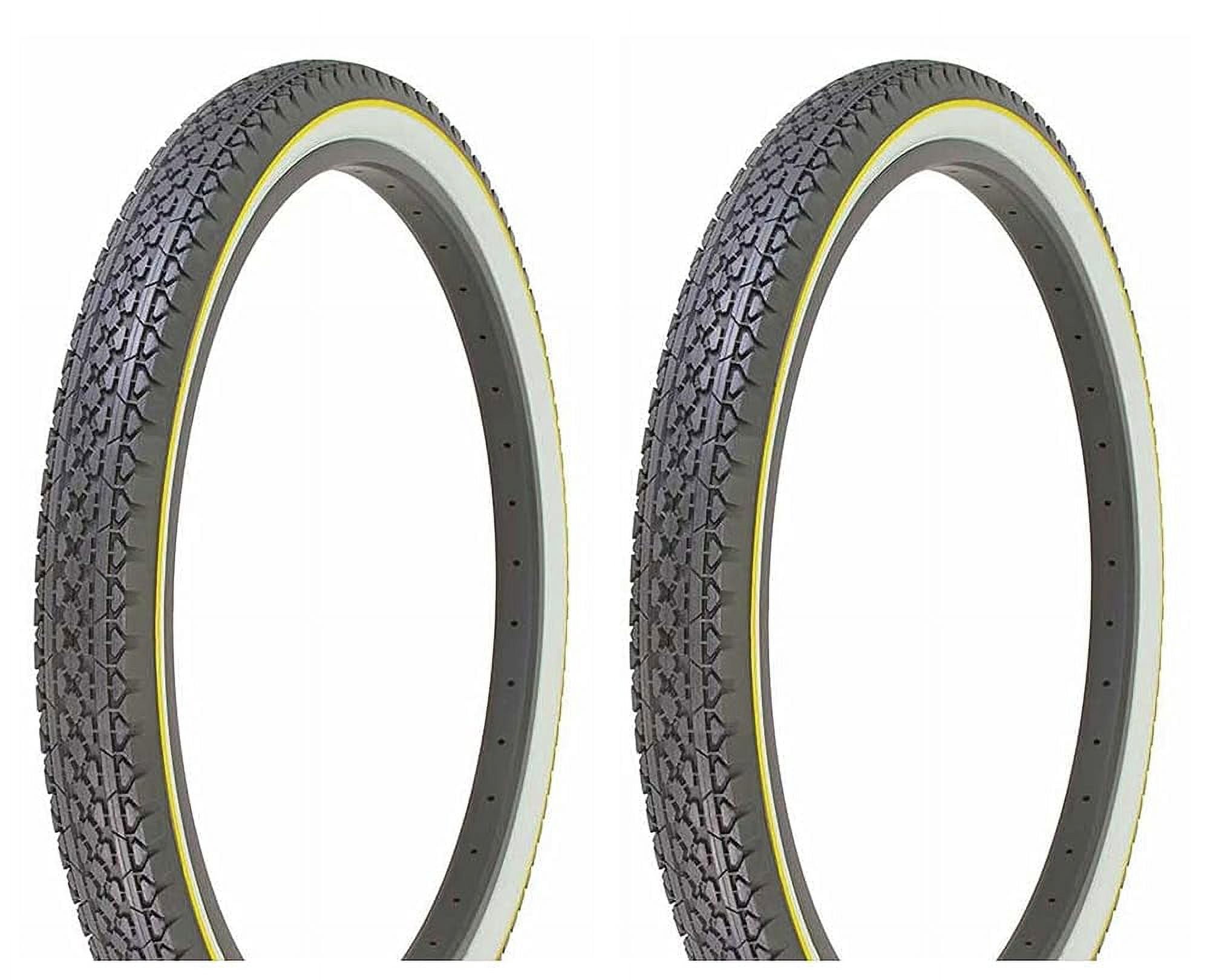 Two Bike Tire Duro 26 X 2.125 Black/White Side Wall Yellow Line HF133