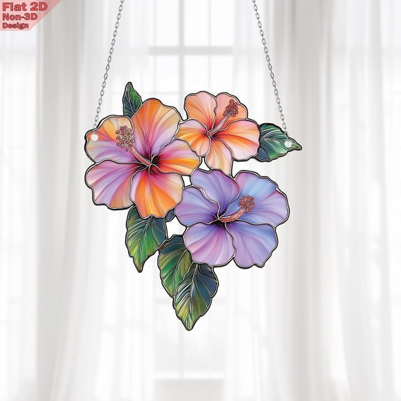 Two Birds on Branch Acrylic Window Hanging – 2D Stained Glass Style Sun Catcher – Vibrant Nature Decor for Home, Garden, Porch & Car – Unique Gift for Bird & Wildlife Lovers
