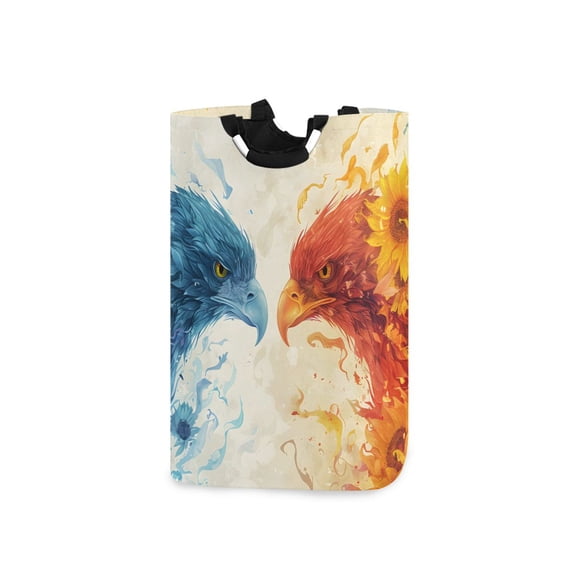 Two Birds Looking at Each Other Laundry Basket with Handles Foldable Laundry Hamper Freestanding Washing Bin 50L