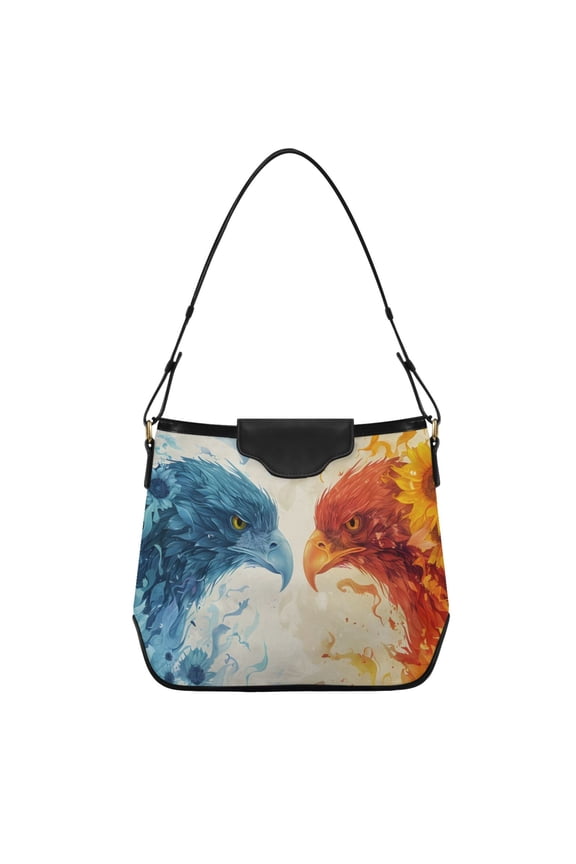 Two Birds Looking at Each Other Women's Tote Bag Convertible Handbags Hobo Shoulder Bag with Zipper Magnetic Snap
