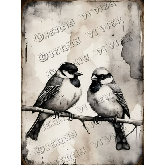 Two Birds Vintage Aluminum Sign 12x16 IN Black Sparrow Decor Bird Decor Love Couple Shabby Chic Farmhouse Decor Wall Sign Gifts