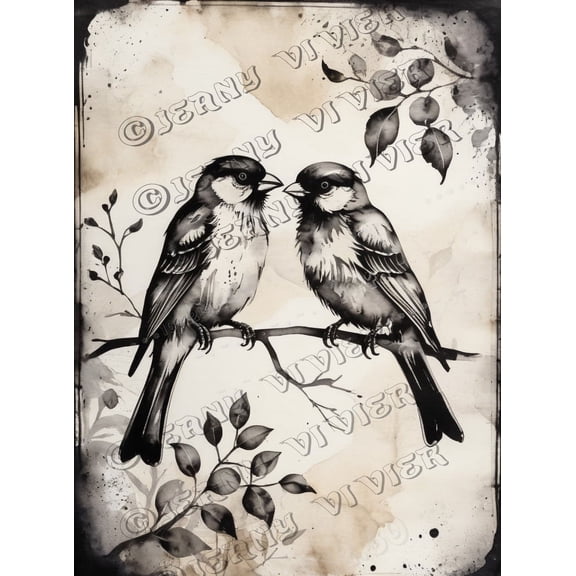 Two Birds Vintage Aluminum Sign 12x8 IN Black Sparrow Decor Bird Wall Art Decor Shabby Chic Wall Decor for Bathroom