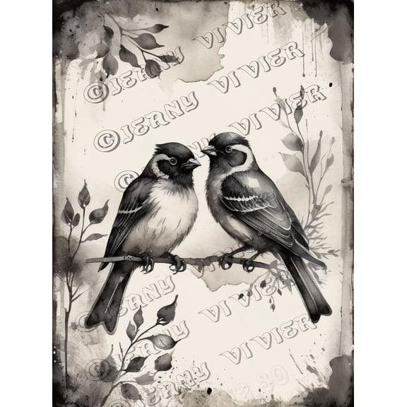 Two Birds Vintage Aluminum Sign 12x8 IN Black Sparrow Decor Metal Birds Wall Art Shabby Chic Wall Decor for Home