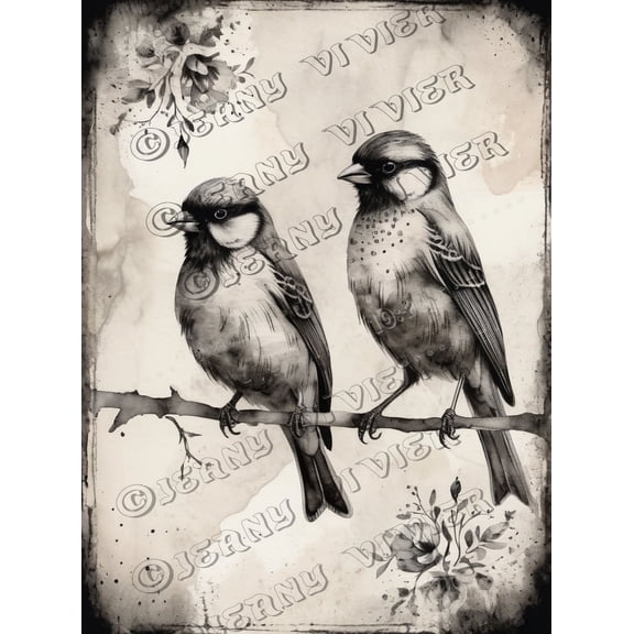 Two Birds Vintage Aluminum Sign 5.5x8 IN Black Sparrow Decor Two Sparrows Art Decor Shabby Chic Bathroom Decor Wall Sign Gifts