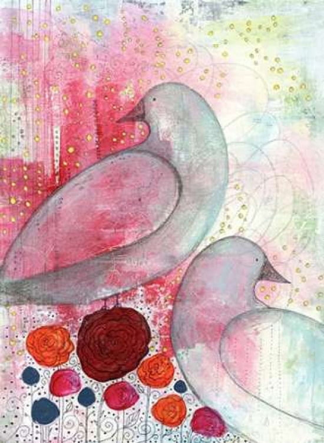 Two Birds in Fuchsia Canvas Art - Sarah Ogren (18 x 24)