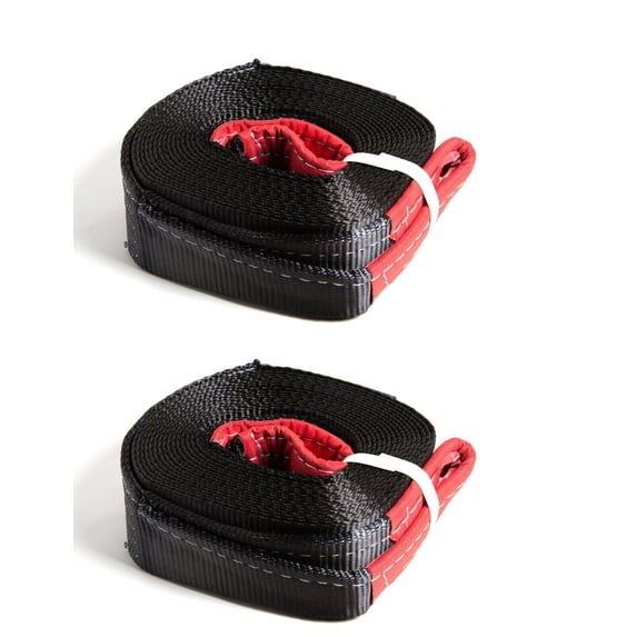 Two Black 3x30 3" 20000lbs 9Ton Tow Strap 30ft winch tree off-road snatch Jeep