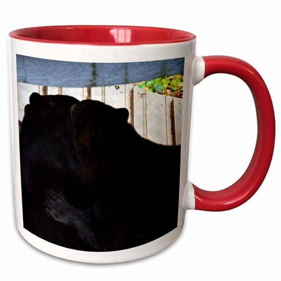 3drose, Two Black Bears Hugging, 15oz Two-tone Red Mug