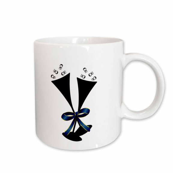 3drose, Two Black Champagne Flutes, 11oz Mug