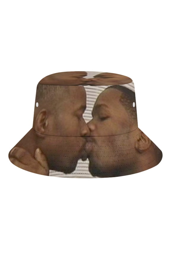 Two Black Men Kissing Meme Bucket Hats for Women Men Travel Fashion Sun Cap Packable Outdoor Fisherman Hat
