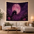 thumbnail image 1 of Two Black Ravens Beneath a Pink Moon with Roses, Romantic Gothic for Bird Lovers, Dark Floral Decor, Anniversary Gift, Tapestry Wall Hanging for Bedroom and Living Room, 1 of 5