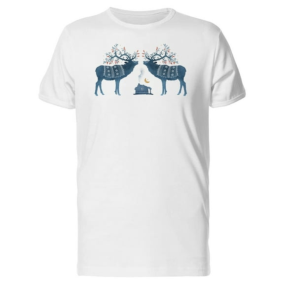 Two Black Reindeer Silhouettes T-Shirt Men -Image by Shutterstock, Male Large