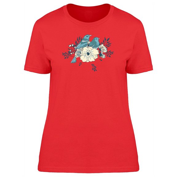 Two Blue Birds On Yellow Flower Tee Women's -Image by Shutterstock