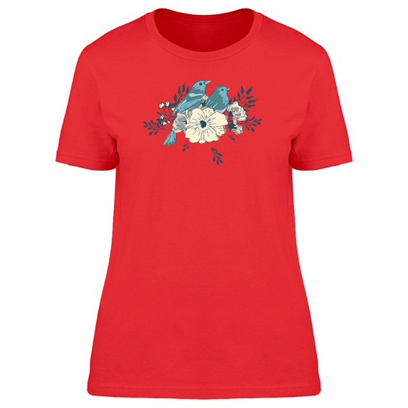 Two Blue Birds On Yellow Flower Tee Women's -Image by Shutterstock
