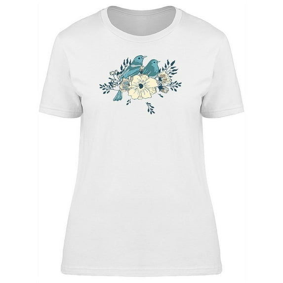 Two Blue Birds On Yellow Flower Tee Women's -Image by Shutterstock