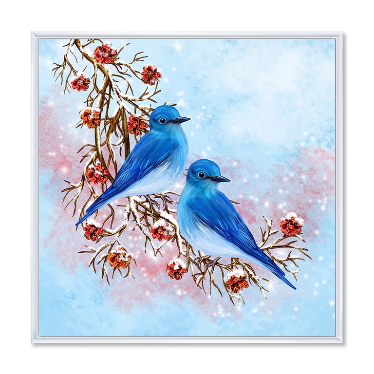 Designart Two Blue Birds Canvas Art Print - 16x16 - Walmart.com