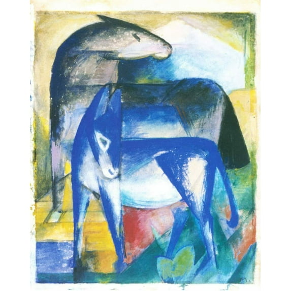 Two Blue Donkeys-Marc - CANVAS OR FINE PRINT WALL ART